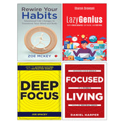 Lazy Genius, Rewire Your Habits, Deep Focus, Focused Living 4 Books Collection Set - The Book Bundle
