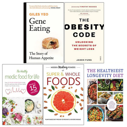 Gene Eating, The Obesity Code, Healthy Medic Food For Life, Hidden Healing Powers, The Healthiest Longevity Diet 5 Books Collection Set - The Book Bundle
