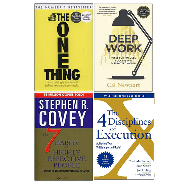 The One Thing, Deep Work, The 7 Habits of Highly Effective People, 4 Disciplines of Execution 4 Books Collection Set - The Book Bundle