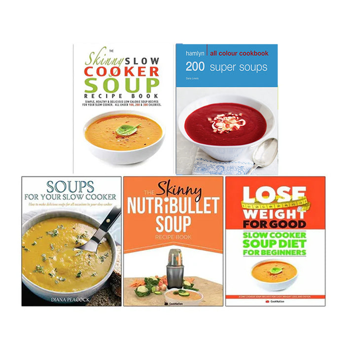 The Skinny Slow Cooker, Soups for Your Slow Cooker, The Skinny NUTRiBULLET, Slow Cooker Soup Diet For Beginners, Hamlyn All Colour Cookery 5 Books Collection Set