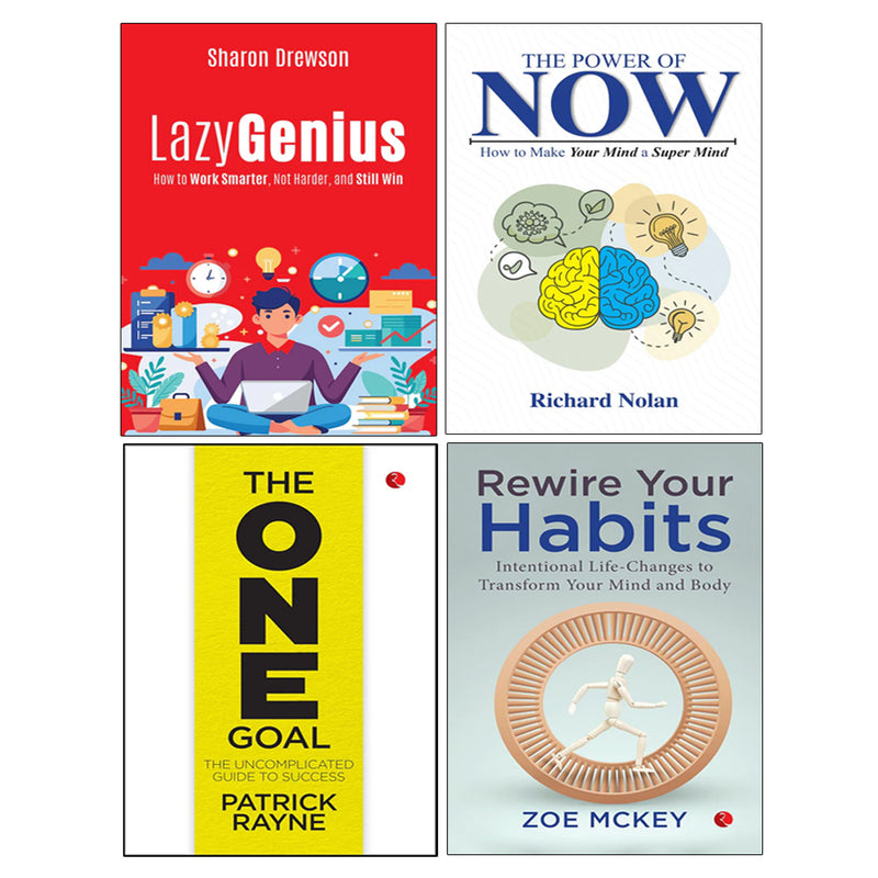 The Power of Now, Lazy Genius, THE ONE GOAL, Rewire Your Habits 4 Books Collection Set - The Book Bundle