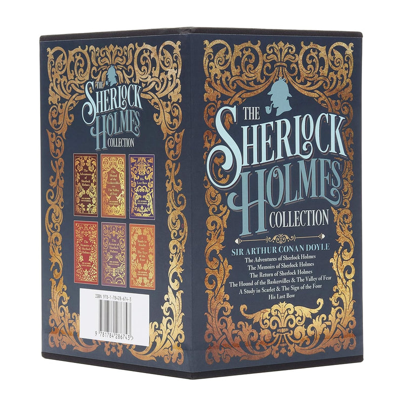 Sherlock Holmes collection of 6 hardcover books by Sir Arthur Conan Doyle, fiction box set with classic detective stories.