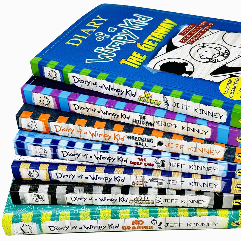 Diary of a Wimpy Kid Series 12-18 Collection 7 Books Set By Jeff Kinney (The Getaway, The Meltdown, Wrecking Ball, The Deep End, Big Shot, Diper Overlode & No Brainer) - The Book Bundle
