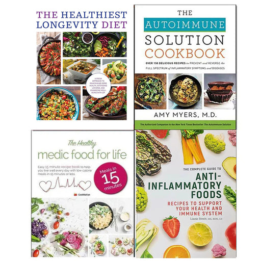 Autoimmune solution cookbook [hardcover], The Complete Guide To Anti-Inflammatory Foods, Healthy Medic Food, The Healthiest Longevity Diet 4 Books Collection Set - The Book Bundle