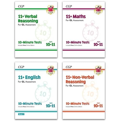 CGP Books 11+ GL Ages 10-11 practice book and assessment tests 4-book collection, non-fiction paperback set