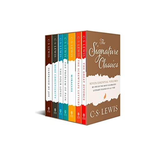 Set of seven C.S. Lewis Signature Classics paperback books by William Collins, featuring non-fiction works in a box set.