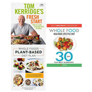 Set of three plant-based diet books by Tom Kerridge, featuring healthy recipes and nutrition tips from the Fresh Start collection.