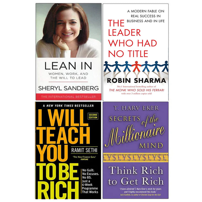 Lean In, The Leader Who Had No Title, I Will Teach You To Be Rich, Secrets of the Millionaire Mind 4 Books Collection Set - The Book Bundle