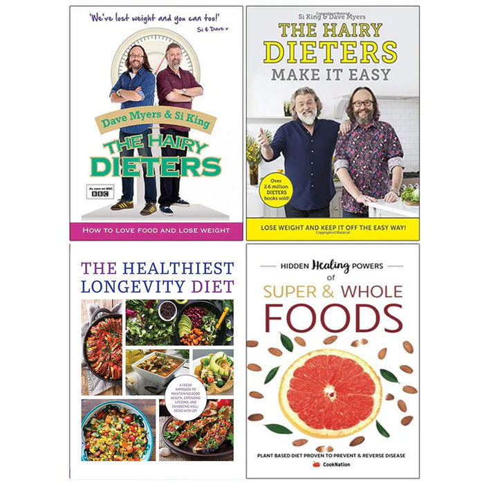 Hairy Dieters How to Love Food, Hairy Dieters Make It Easy, The Healthiest Longevity Diet, Hidden Healing Powers 4 Books Collection Set - The Book Bundle