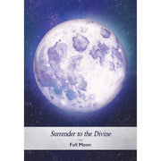 Moonology Oracle Cards deck featuring 44 moon astrology cards and guidebook by Yasmin Boland and Nyx Rowan, with colorful card illustrations.