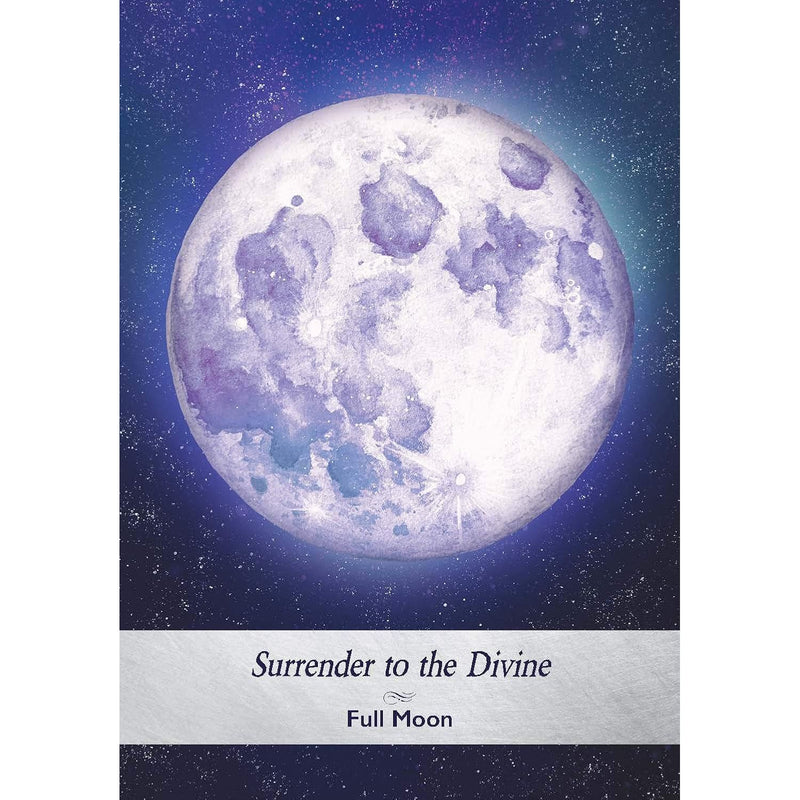 Moonology Oracle Cards deck featuring 44 moon astrology cards and guidebook by Yasmin Boland and Nyx Rowan, with colorful card illustrations.