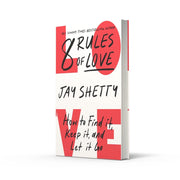 Hardcover copy of "8 Rules of Love" by Jay Shetty, a non-fiction book on love and relationships, published by Thorsons.