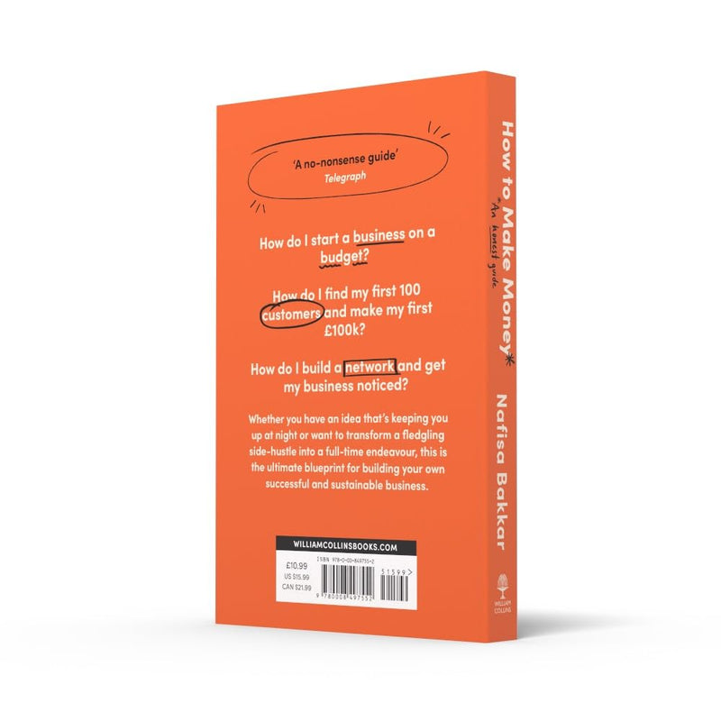 Book cover for "How To Make Money" by Nafisa Bakkar, published by William Collins, Allen & Unwin, and Penguin, featuring a professional design.