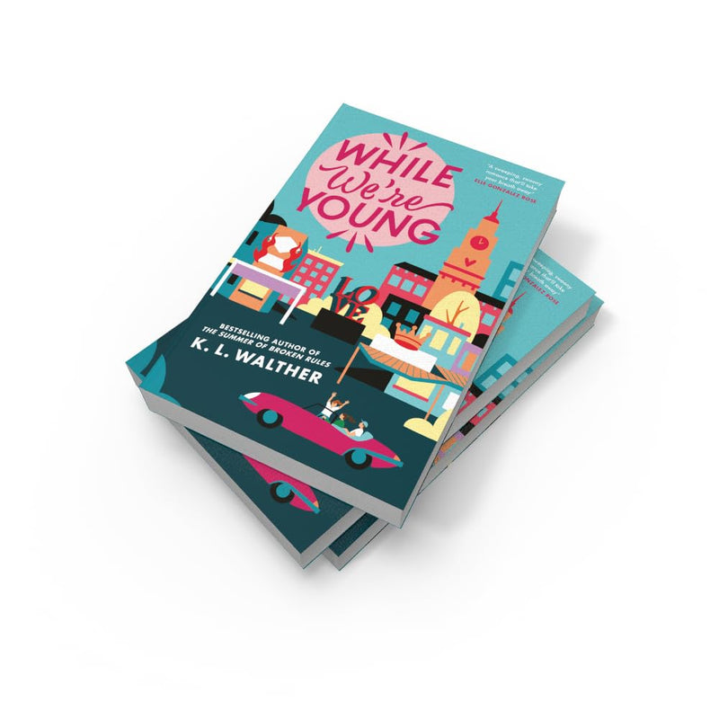Electric Monkey book cover for "While We’re Young" by K.L Walther, featuring contemporary romance artwork.