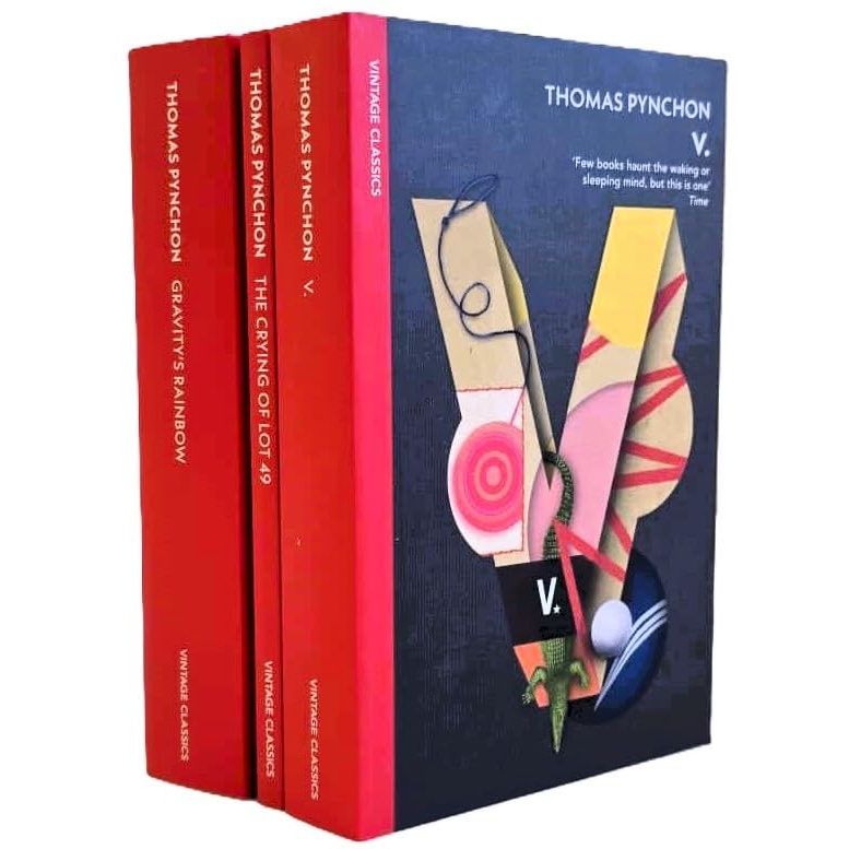Thomas Pynchon collection of three paperback books by Penguin UK, classic postmodern American literature set.