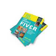 Book cover of "Feed Your Family for Under a Fiver" by Mitch Lane, featuring colorful food illustrations on a Thorsons publication.