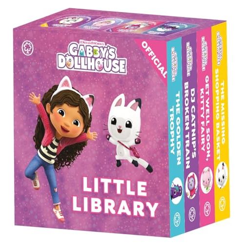 Set of four Gabby's Dollhouse Little Library books by Orchard Books, featuring colorful cover art from the DreamWorks Scholastic collection.