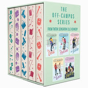 Off-Campus Series 5-book box set by Elle Kennedy, featuring sprayed edges, includes The Deal, The Mistake, The Score, The Goal, and The Legacy.