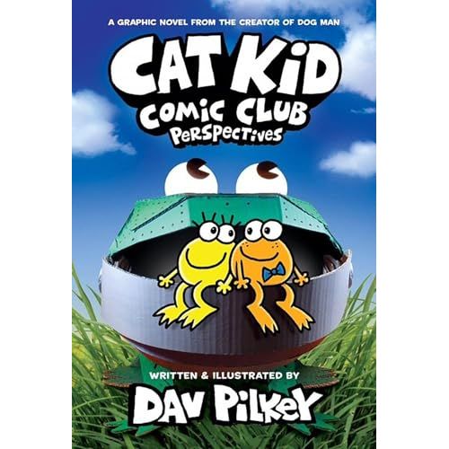 Colorful comic book cover for "Cat Kid Comic Club 2: Perspectives" by Scholastic, featuring cartoon characters and vibrant artwork.