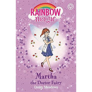 Rainbow Magic Helping Fairies Collection with Martha the Doctor Fairy, four-book set by Daisy Meadows, featuring colorful fairy characters.