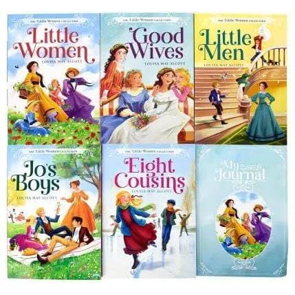 Six paperback Louisa May Alcott Family Favorites book collection, featuring classic fiction by Louisa May Alcott in a box set.