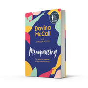 Davina McCall's "Menopausing" book cover, a bestselling British Book Awards 2023 winner, featuring a bold title and author's name.