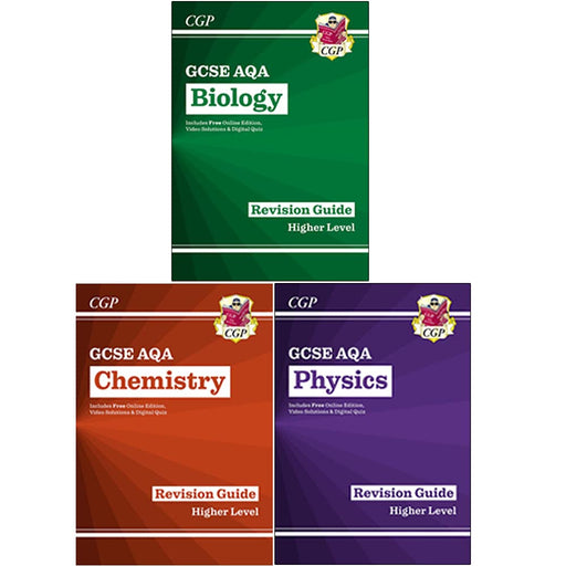 New GCSE Biology AQA Revision Guide & Chemistry, Physics Higher includes Online Edition 9-1 Videos & Quizzes Collection 3 Books Set - The Book Bundle