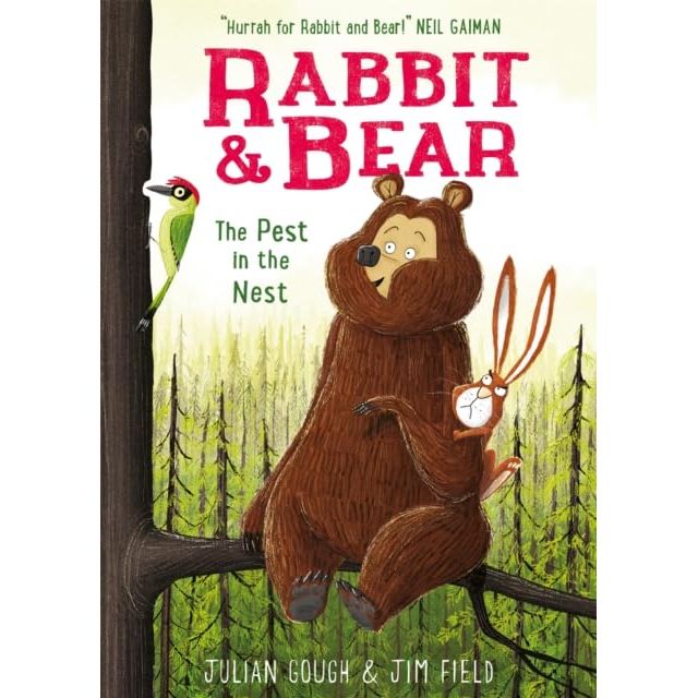 Collection of Julian Gough Rabbit and Bear Series 1-6 children's books including "This Lake is Fake!" and "Rabbit's Bad Habits."