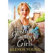 Glenda Young 8-book collection set featuring "The Toffee Factory Girls" and "The Sixpenny Orphan" by Headline Ltd, displayed together.