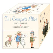 Set of 22 children's books by Lewis Carroll, including Alice's adventures, with illustrated covers featuring Queen's Croquet-Ground and Queen Alice.