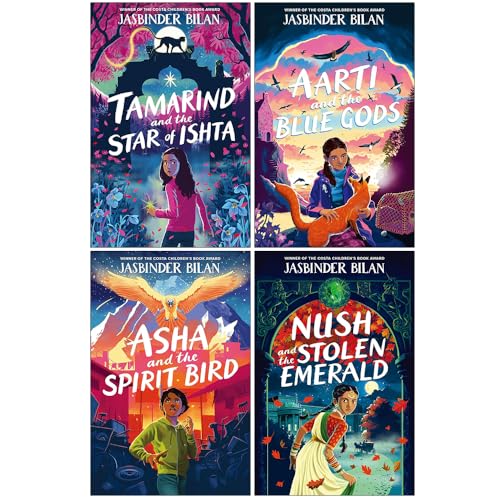 Jasbinder Bilan Collection 4 books set by Chicken House Ltd, featuring Tamarind, Aarti, Asha, and Nush stories.
