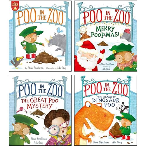 Pooh in the Zoo Series 4 Books Collection Set By Smallman & Grey(Pooh in the Zoo, Merry Poopmas!, The Great Poo Mystery & The Island of Dinosaur Poo) - The Book Bundle