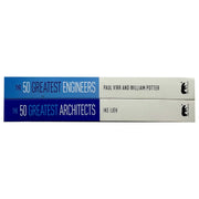 Set of two hardcover books on architecture and engineering by Ike Ijeh, Paul Virr, and William Potter, featuring influential architects and engineers.