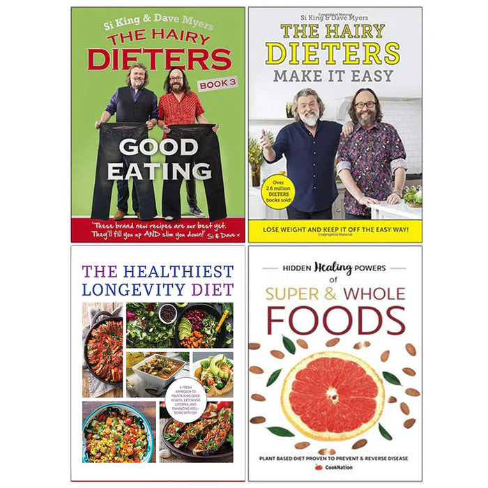 Hairy Dieters Good Eating, Hairy Dieters Make It Easy, The Healthiest Longevity Diet, Hidden Healing Powers 4 Books Collection Set - The Book Bundle