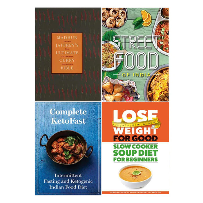 Madhur Jaffrey's(HB), Street Food, Complete Ketofast, Lose Weight For Good 4 Books Collection Set.