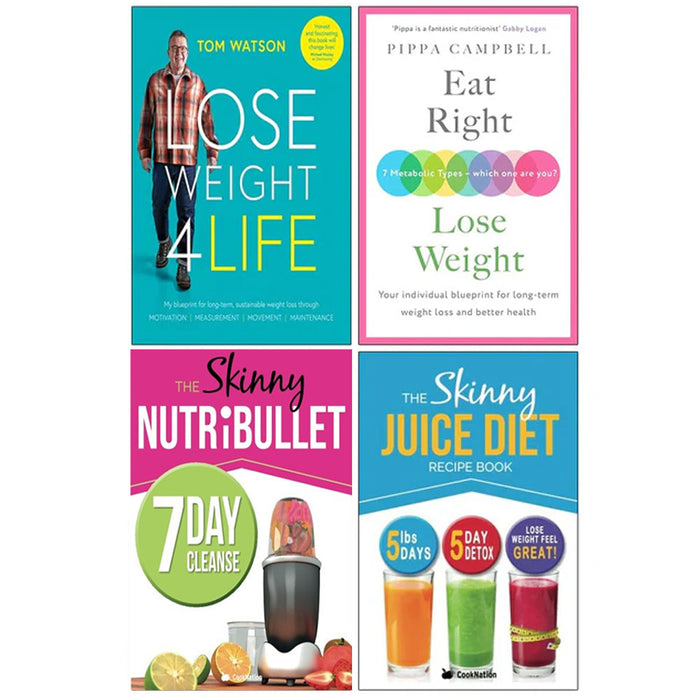 Lose Weight 4 Life, Eat Right, Lose Weight, Skinny Juice, Skinny NUTRiBULLET 4 Books Collection Set - The Book Bundle
