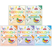 Set of five DK children's language books from the 5 Words a Day series, including French and Italian for beginners.