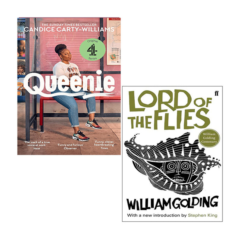 Queen & Lord of the Flies book collection set by Candice Carty-Williams and William Golding, paperback fiction by Trapeze/Faber and Faber