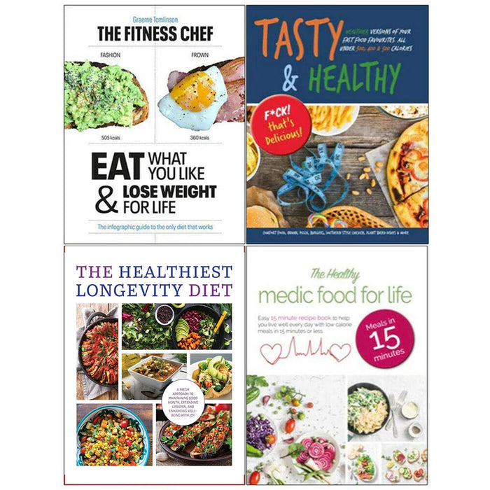 The Fitness Chef, Tasty & Healthy, The Healthiest Longevity Diet, The Healthy Medic Food for Life 4 Books Collection Set - The Book Bundle