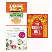 Set of three health and weight loss books by Dan Toombs, featuring curry recipes and nutritious meal ideas from Iota Publishing.