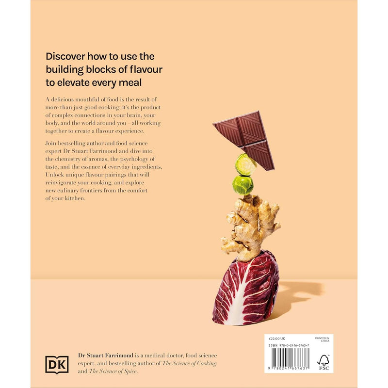 Hardcover of The Science of Flavour by Dr. Stuart Farrimond, showing the book cover with title and author name on a white background.