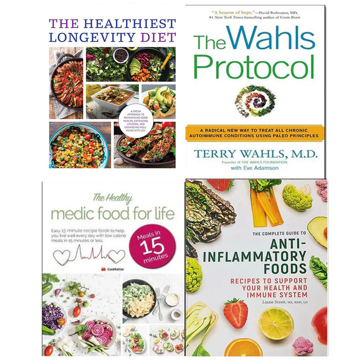 Wahls protocol, The Complete Guide To Anti-Inflammatory Foods, Healthy Medic Food and The Healthiest Longevity Diet 4 Books Collection set - The Book Bundle