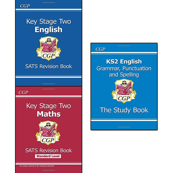 cgp books ks2 collection 3 books set (english sats revision book, maths targeted sats revision book, english: grammar, punctuation and spelling study book) - The Book Bundle