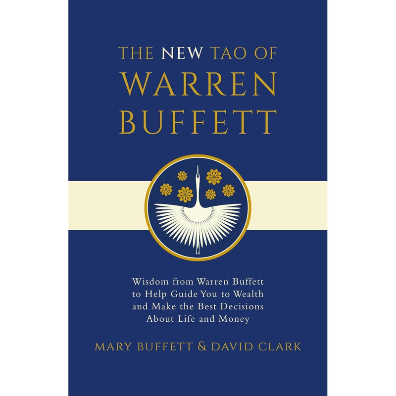 Paperback copy of "The New Tao of Warren Buffett" by Mary Buffett and David Clark, featuring book cover with title and author names.