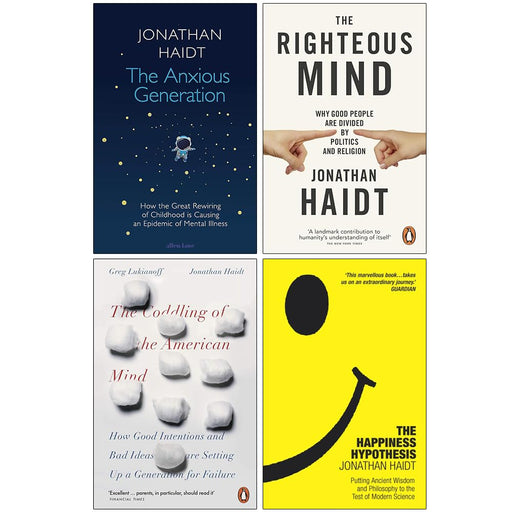 Jonathan Haidt Collection 4 Books Set (The Anxious Generation [Hardcover], The Righteous Mind) - The Book Bundle