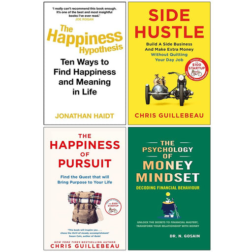 Side Hustle, The Happiness of Pursuit, The Happiness Hypothesis & The Psychology of Money Mindset 4 Books Collection Set - The Book Bundle