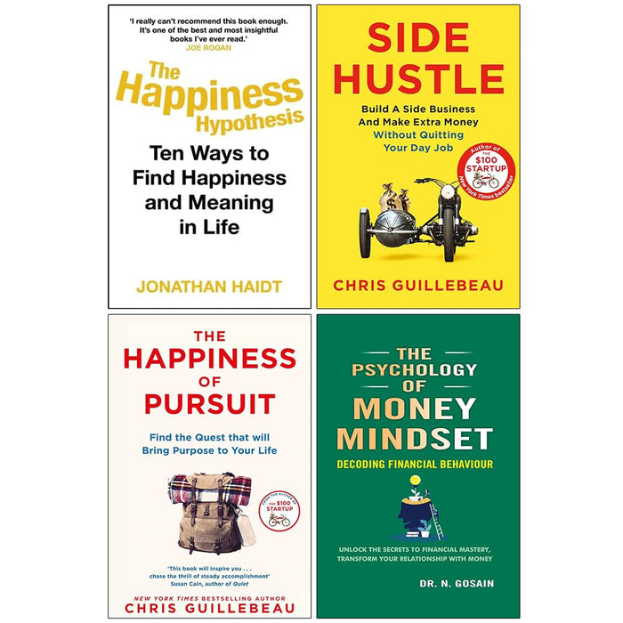Side Hustle, The Happiness of Pursuit, The Happiness Hypothesis & The Psychology of Money Mindset 4 Books Collection Set - The Book Bundle