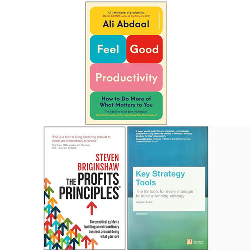 Cornerstone Press key strategy tools and productivity books by Ali Abdaal, Steven Briginshaw, and Vaughan Evans in a set.