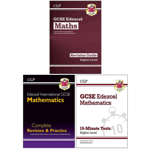 CGP GCSE Maths Revision Guide, Complete Revision & Practice, 10-Minute Tests Higher Grade 9-1 Collection 3 Books Set - The Book Bundle