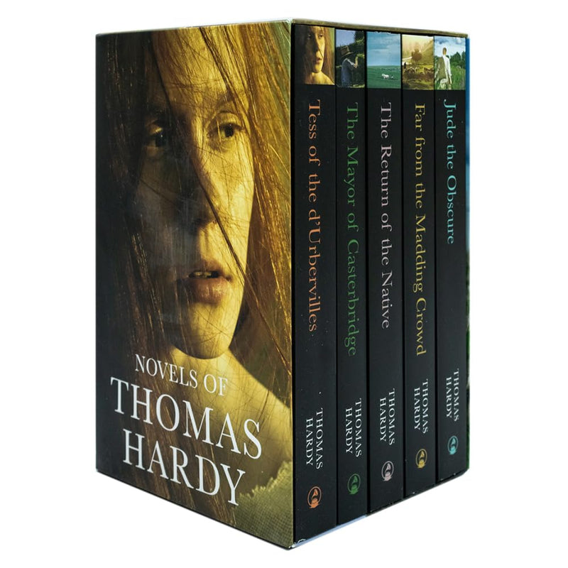 Set of five Thomas Hardy classic novels including Jade the Obscure and Far from the Madding Crowd in elegant editions.